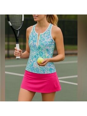 Lilly Pulitzer Canna Bra Tank Surf Blue Soleil It On Me Print Racerback NWT